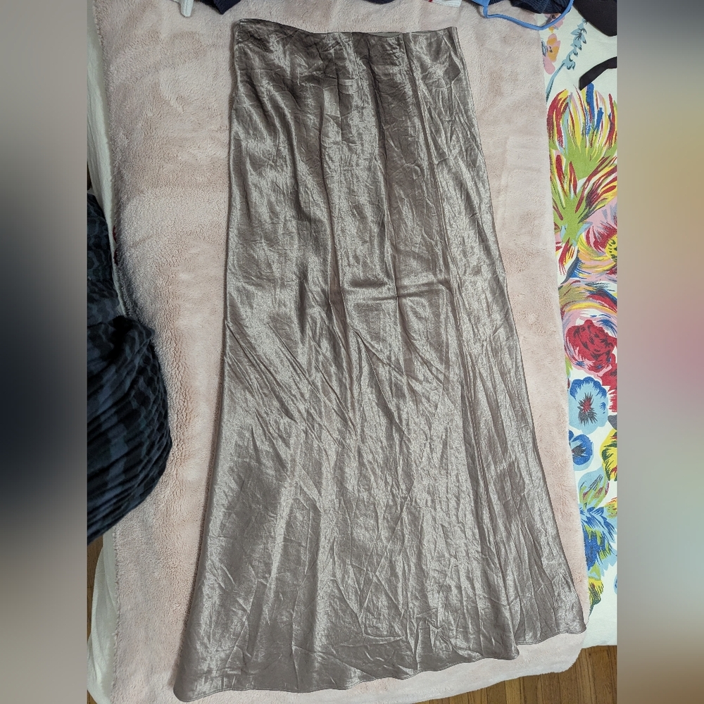 Aritzia Shimmering Silver Maxi Skirt